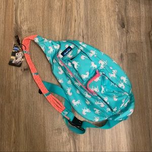 KAVU Rope Sling Bag Unicorn Backpack Travel Green Pink